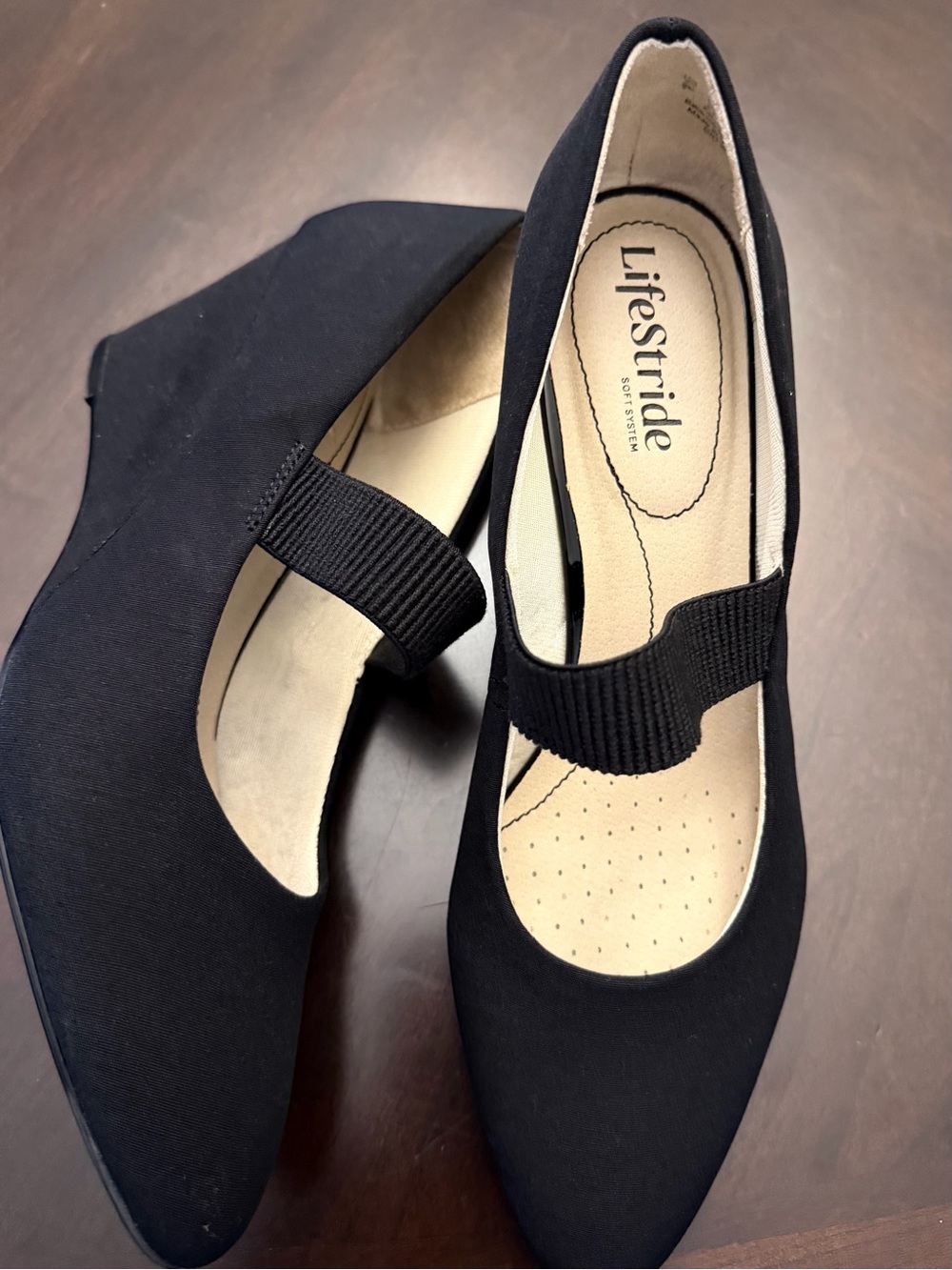 Life Stride Black Women's Wedges with Elastic Strap